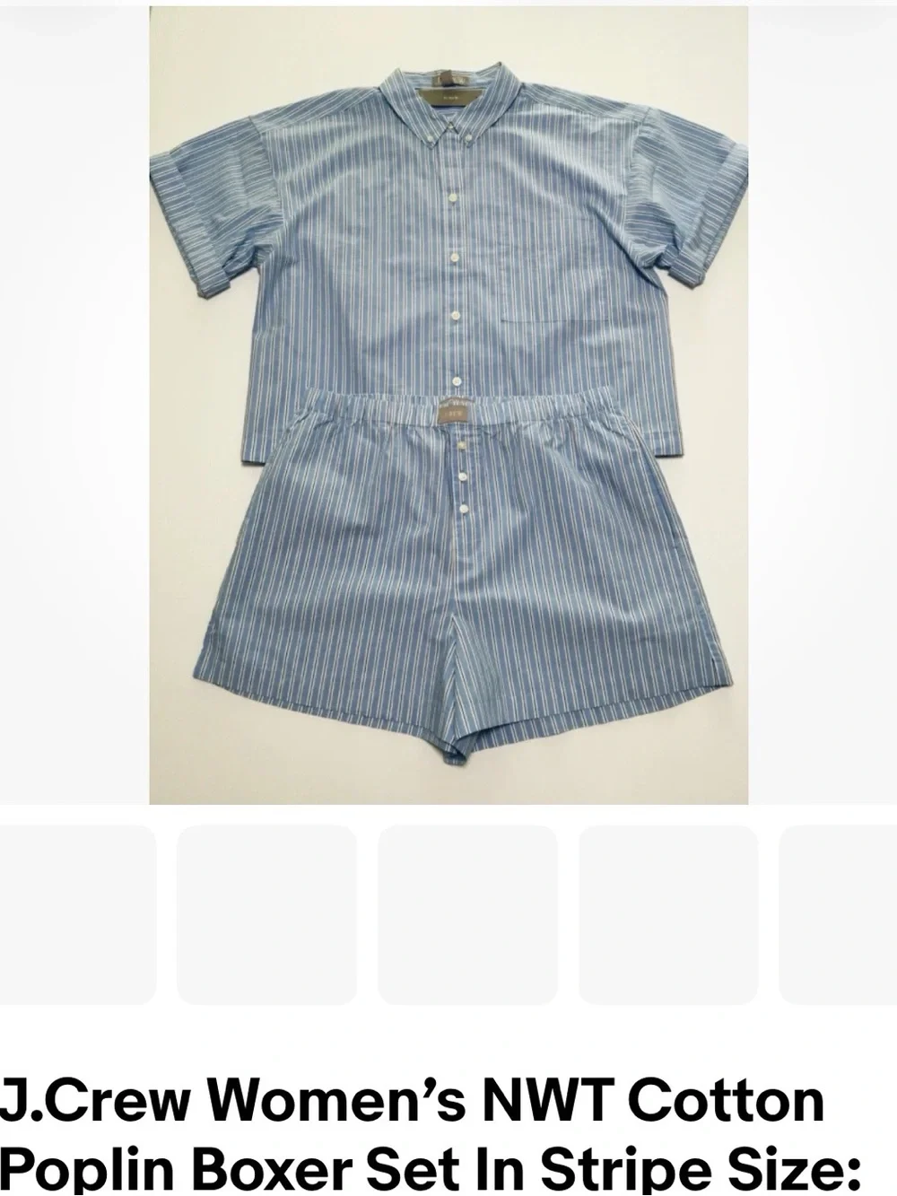 J. Crew Light Blue and White Striped Cotton Lounge Set